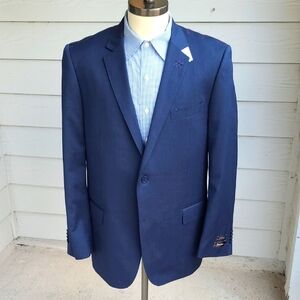 NEIMAN MARCUS Blue Weave Super 120s Wool Sz 44 L Mens‎ Sport Coat Blazer NEW